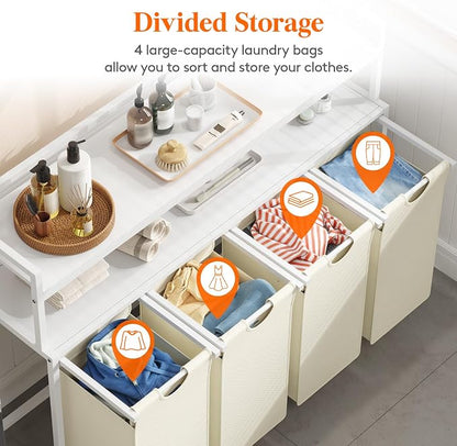 Lifewit Laundry Hamper 4 Section, 168L Pull out Laundry Clothes Basket Organizer - Image 2