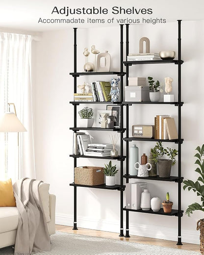 ALLZONE 5 Tiers Narrow Bookshelf, Tall Adjustable Ladder Book Shelf - Image 3