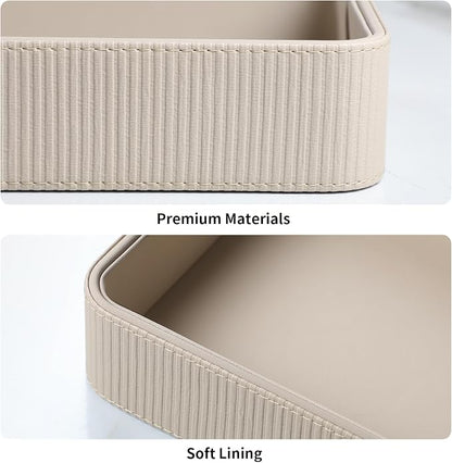 PU Leather Valet Tray Organizer, Modern Nightstand Organizer Bedside Desktop - Image 4
