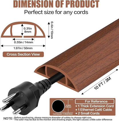 Floor Cord Cover Self Adhesive Cord Hider, 10FT Cable Management, Extension - Image 2