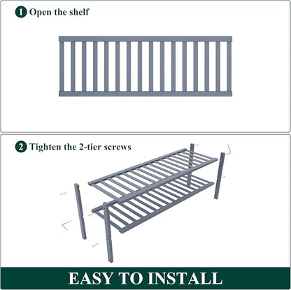 Smiry Bamboo Shoe Rack for Closet, 2 Tier Long Wooden Stackable Shoe Organizer - Image 7