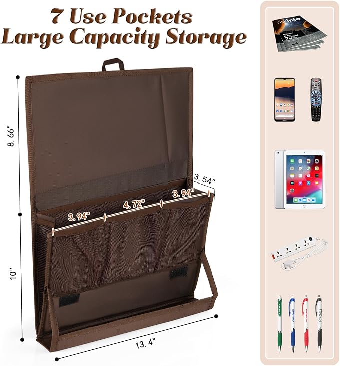 Bedside Storage Organizer with Power Strip Holder and Adjustable Straps Bed - Image 2