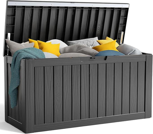 90 Gallon Resin Deck Box, Lockable Patio Outdoor Storage Box by OutdoorLivingPerfected