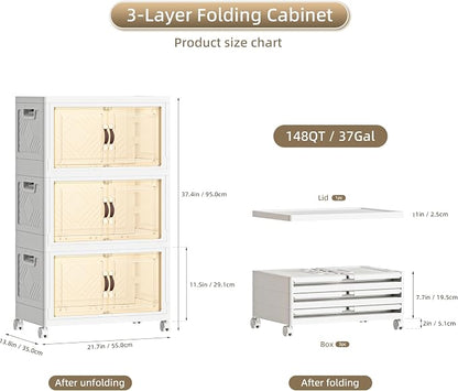 148 QT / 37 Gal Rolling Foldable Storage Cabinet - Image 2