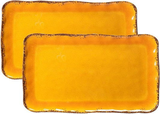 LEHAHA Melamine Farmhouse Rectangular Serving Platter Sets, 17.5" x 10" Large by LEHAHA