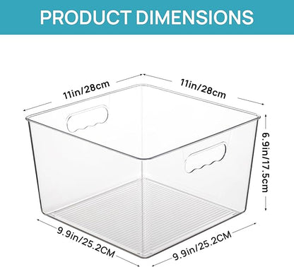 Vtopmart 6 Pack Extra Large Clear Plastic Storage Bins, 11x11 Cube Acrylic - Image 2