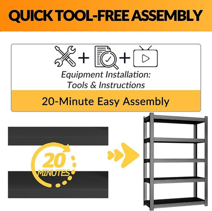 BESFUR 5-Tier Metal Shelving Unit, Adjustable Storage Utility Rack, Heavy Duty - Image 7
