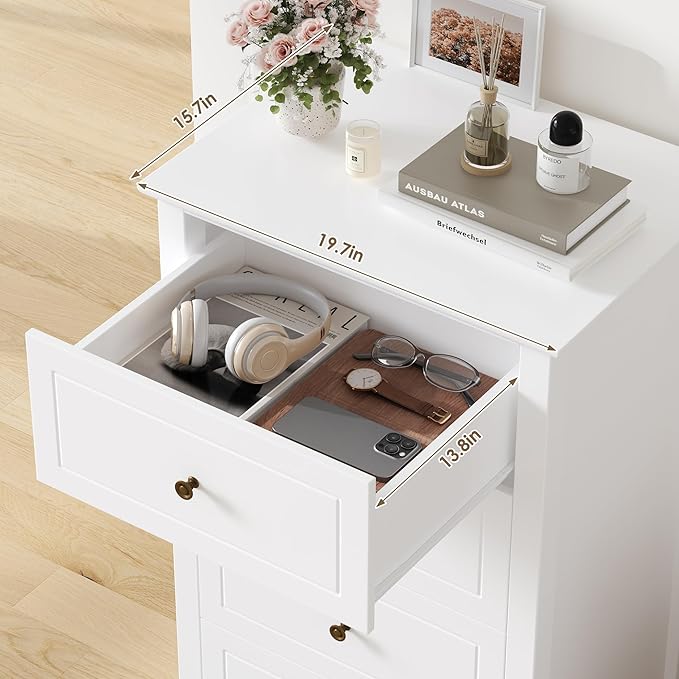 TTVIEW 4 Drawer Dresser, Tall Wood Storage Chest Cabinet - Image 7