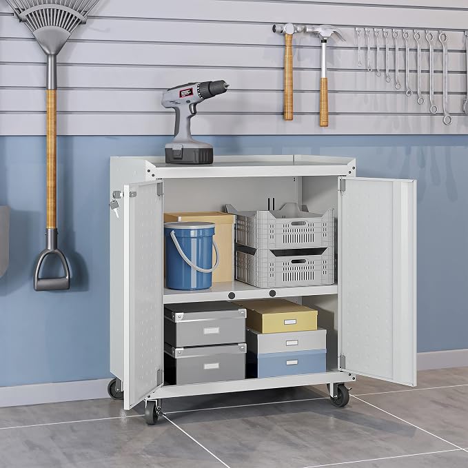 Manhattan Comfort Fortress Textured Metal 31.5" Garage Mobile Cabinet - Image 4