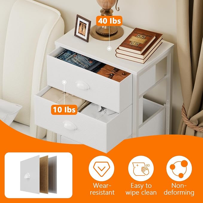 Furnulem White Tall Dresser for Bedroom, Vertical Storage Tower Unit and End - Image 7