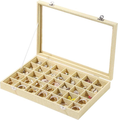Coward Ring Earring Jewelry Organizer Box, 35 Grids Dustproof Display Holder by FocusOnJewelryDisplay15yrs