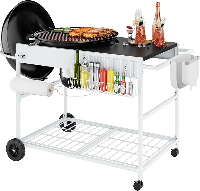 Shintenchi Grill Table for Weber 22" & 18" Original Kettle, Outdor Grill Cart by Shintenchi
