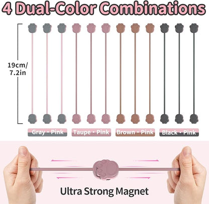 SOOOEC Magnetic Cable Ties, 32 Pack 7.2" Magnetic Cord Organizer Cute Cat's Paw - Image 6