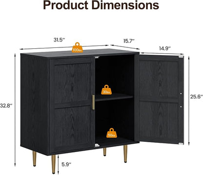 RoyalCraft 2-Door Storage Cabinet, Modern Wood Credenza - Image 2