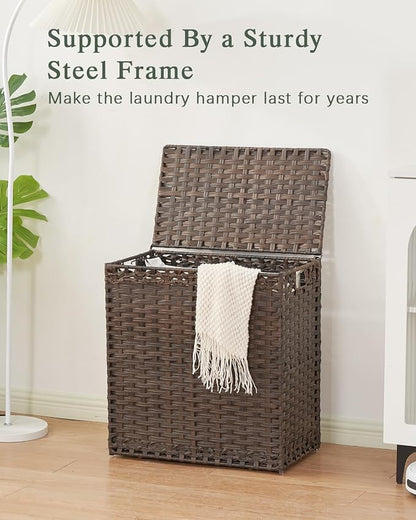 Laundry Hamper with Lid Wicker Laundry Basket 112 L Laundry Hampers Handwoven - Image 8