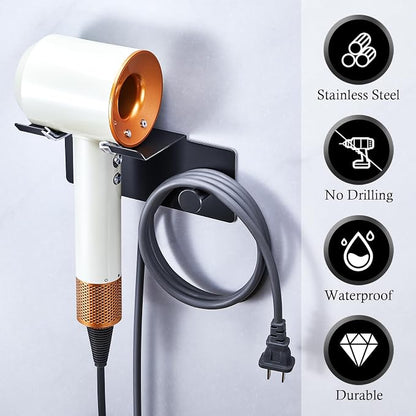 Hair Dryer Holder Wall Mounted, Blow Dryer Holder, Adhesive Hairdryer Holder - Image 7