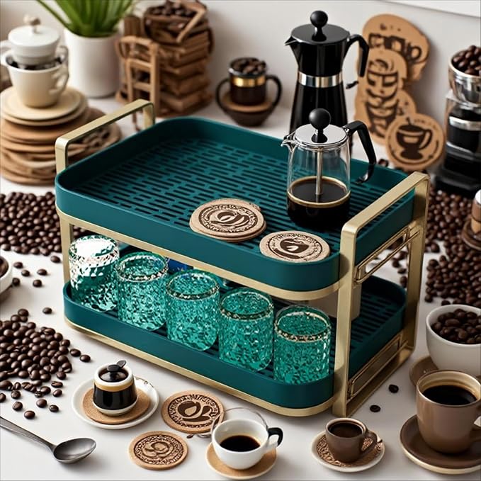 2 Tier Countertop Coffee Station Organizer - Image 5