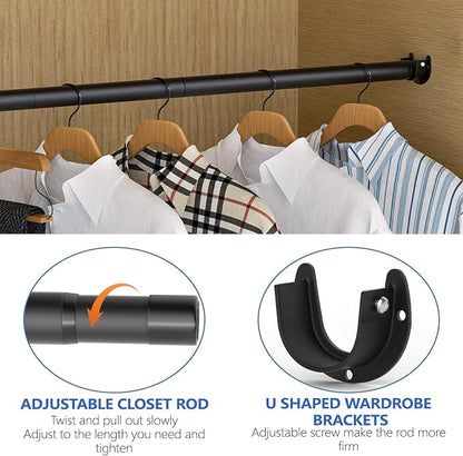 Closet Rods for Hanging Clothes, 17 to 83 Inch Closet Rod, Heavy Duty - Image 3