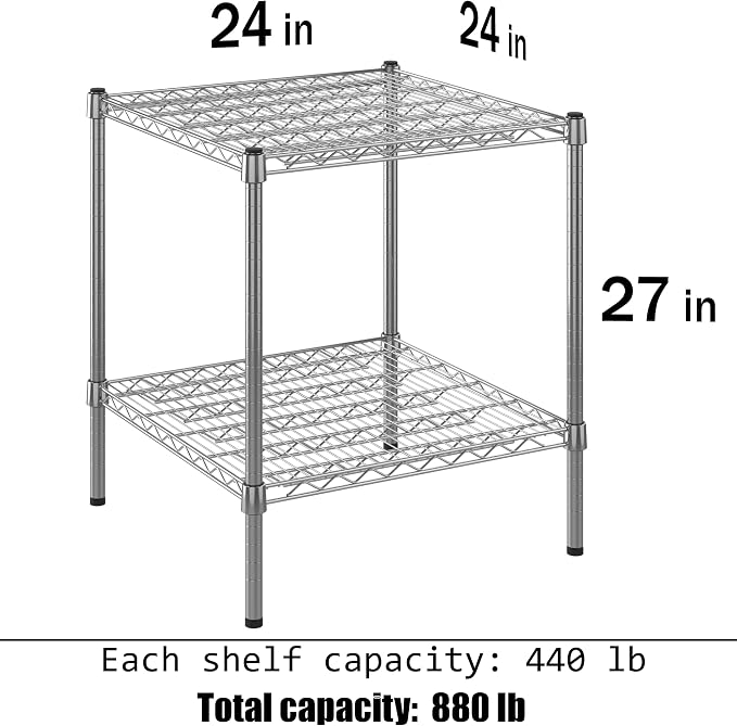 24" Deep x 24" Wide x 27" Height Wire Shelving Kit | 2-Tier | NSF Commercial - Image 3