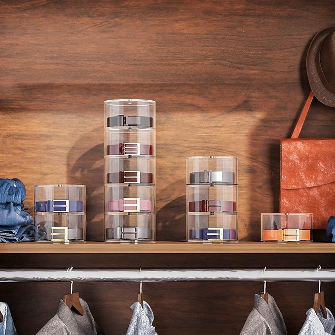 NIUBEE Belt Organizer, Acrylic 3 Layers Belt Case Storage Holder and Display - Image 4