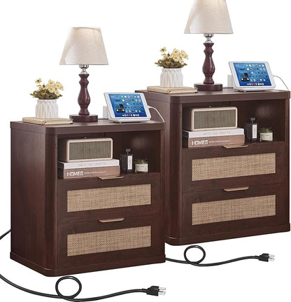 LEYAOYAO Rattan Nightstands Set of 2 by LEYAOYAO-Findtheshiningpointofyourideallife%EF%BC%81