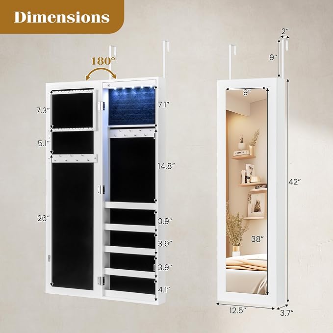 Giantex Wall or Door Mounted Jewelry Cabinet - Image 7