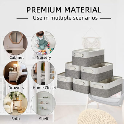 HNZIGE Small Organizer Bins for Shelf, Small Fabric Collapsible Baskets for - Image 4