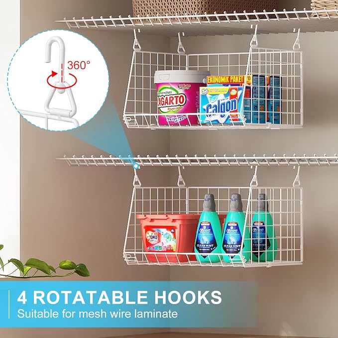 3-Tier Hanging Laundry Basket Organizer：Foldable Wire Shelf Laundry Room - Image 3