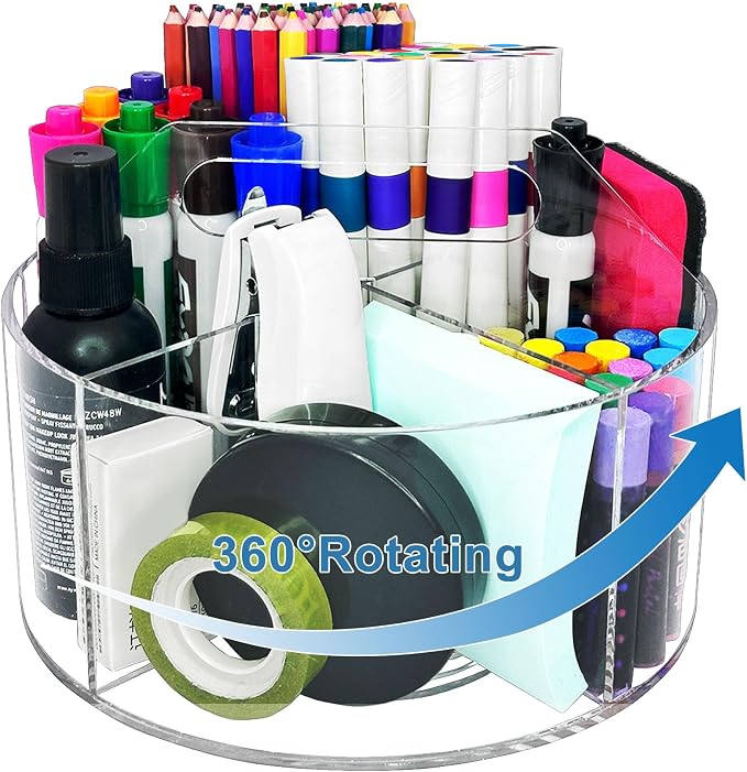 Acrylic Rotating Pen Holder for Desk, 360 Degree Clear Pencil Holder Crayon by Unknown