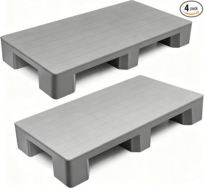 4 Pcs Plastic Pallet for Basement Storage Easy Stack Lightweight Floor Pallet by Vercraft