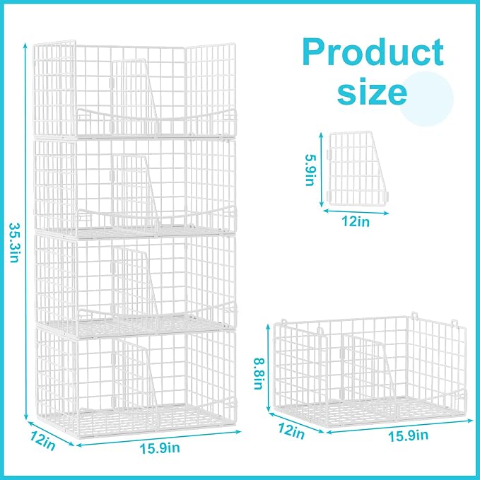 4-Tier Stackable Closet Organizers and Storage Basket - Image 5
