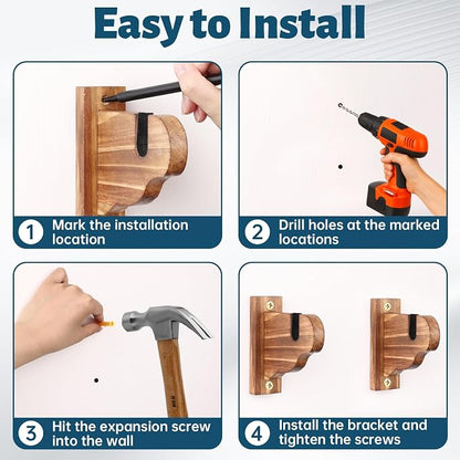 Skateboard Wall Mount, Wooden Horizontal Skateboard Rack Wall Hanger Display - Image 6