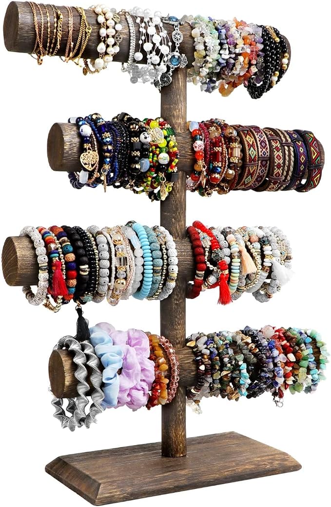 LadyRosian 4 Tier Wooden Display Jewelry Accessory Stand Jewelry Bracelet by LadyRosian