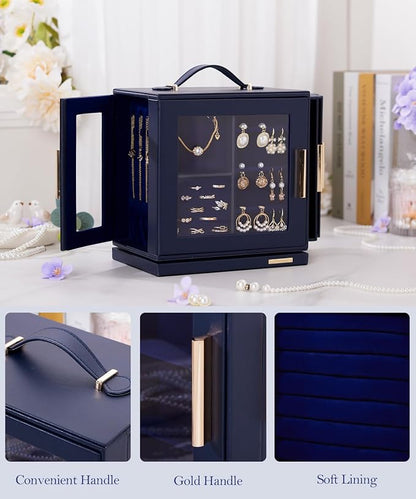 Homde Christmas Gifts Jewelry Box 360° Rotating, Necklace Earring Organizer - Image 5