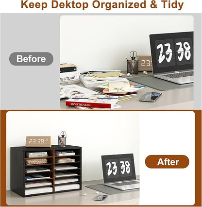 Literature Organizer 12 Slots Wooden Mailboxes - Image 7