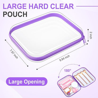 Sanwuta 6 Pcs Clear Hard Zipper Case Pencil Pouches Hard Plastic Zipper Pouches - Image 2