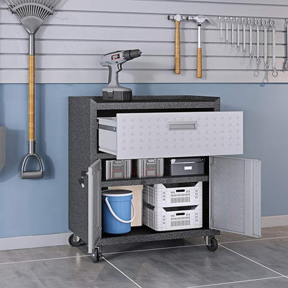 Manhattan Comfort Fortress Textured Metal 31.5" Garage Mobile Cabinet - Image 4
