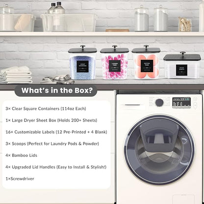 4 Pack Laundry Pods Container & Dryer Sheet Holder - Image 3