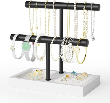 SZQINJI Bracelet Holder Organizer Jewelry Display Stand, Solid Wood Base by SZQINJI