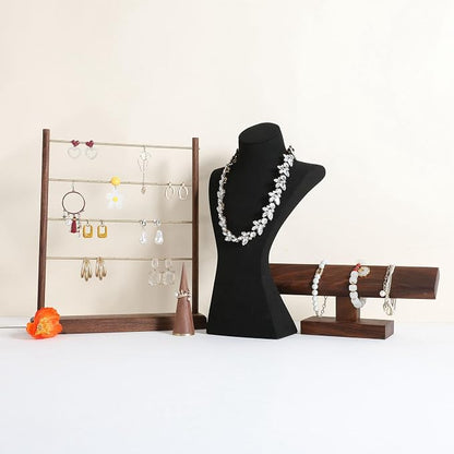 GemeShou Black necklace storage hanger stand jewelry organizer, Velvet jewelry - Image 7