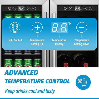 5.4 Cubic Feet/176 Can Fridge, 24 inch Freestanding Beverage Refrigerator Dual - Image 7