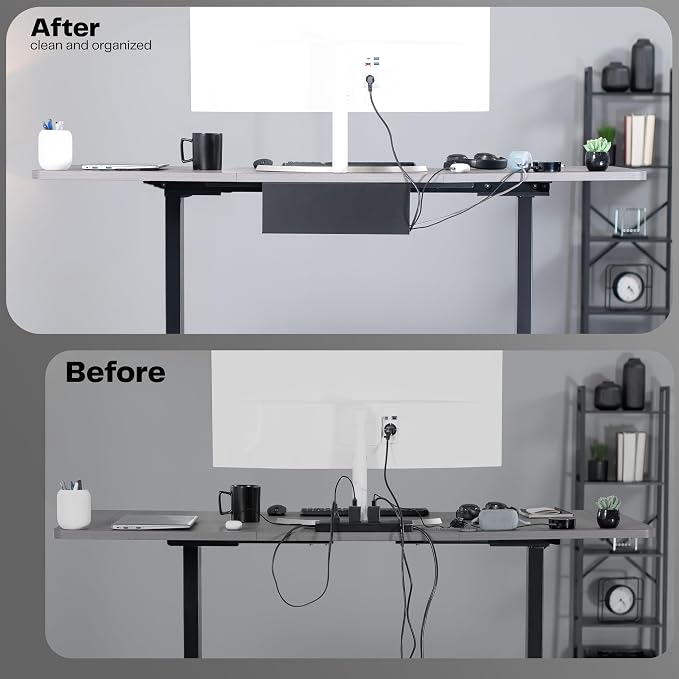 VIVO Under Desk 17 inch Extra Deep Cable Management Trays, Power Strip Holders - Image 4