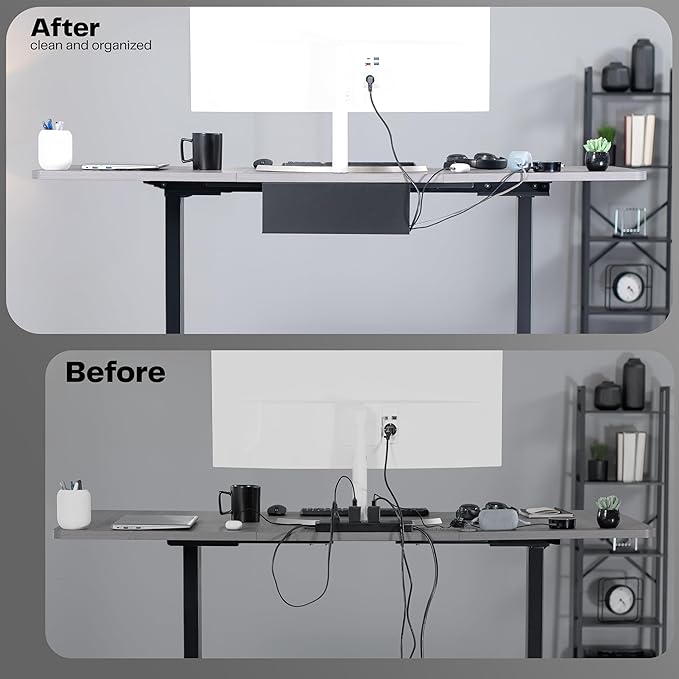 VIVO Under Desk 17 inch Cable Management Trays, Power Strip Holders, Cord - Image 4