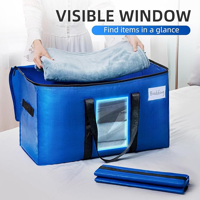 TAILI Extra Large Moving Bags, 10 Pack Blue Heavy Duty Totes - Image 3