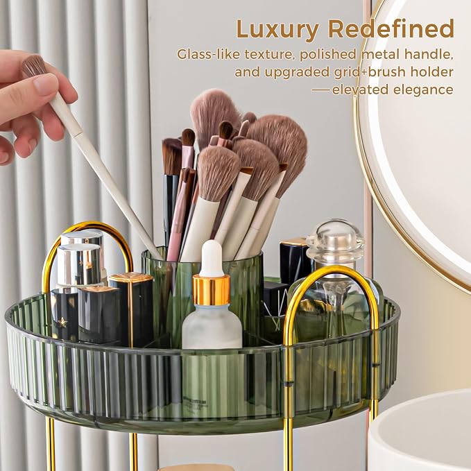 360° Rotating Makeup Organizer, Upgraded 2 Tier Skincare Perfume Organizers - Image 4