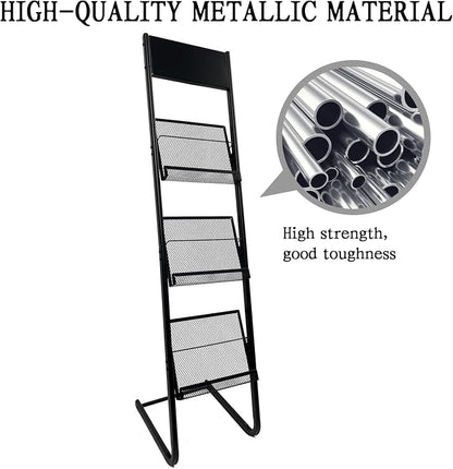 TONGMO Floor-standing 3-Layer Magazine Rack, Brochure Display Stand, made of - Image 4
