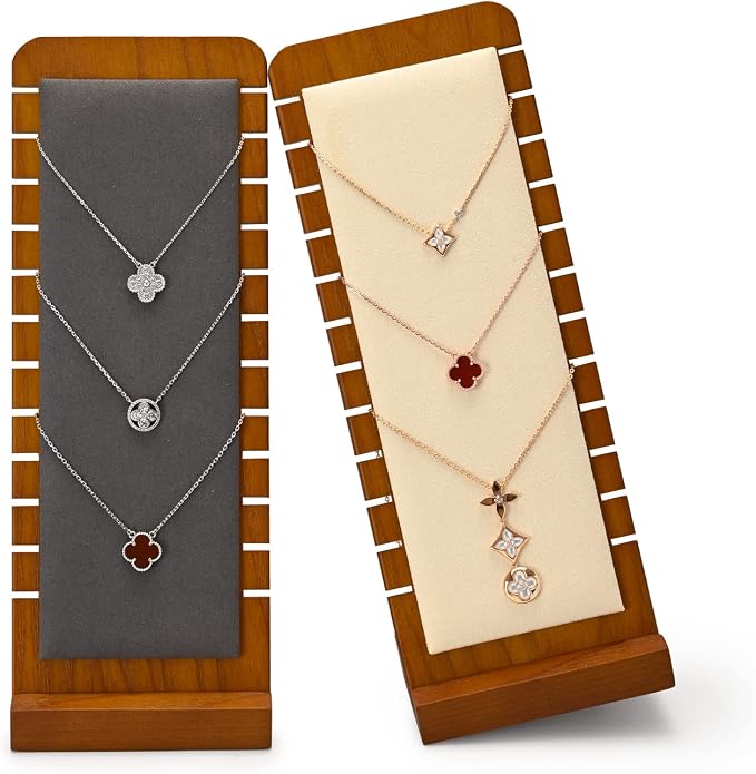 Oirlv Solid Wood Necklace Organizer Showcase Necklace Display Stand Jewelry - Image 3