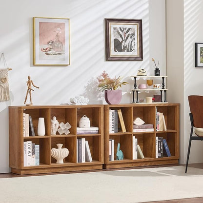 6 Cube Storage Organizer, Floor Standing 2-Tier Wooden Bookshelf - Image 4