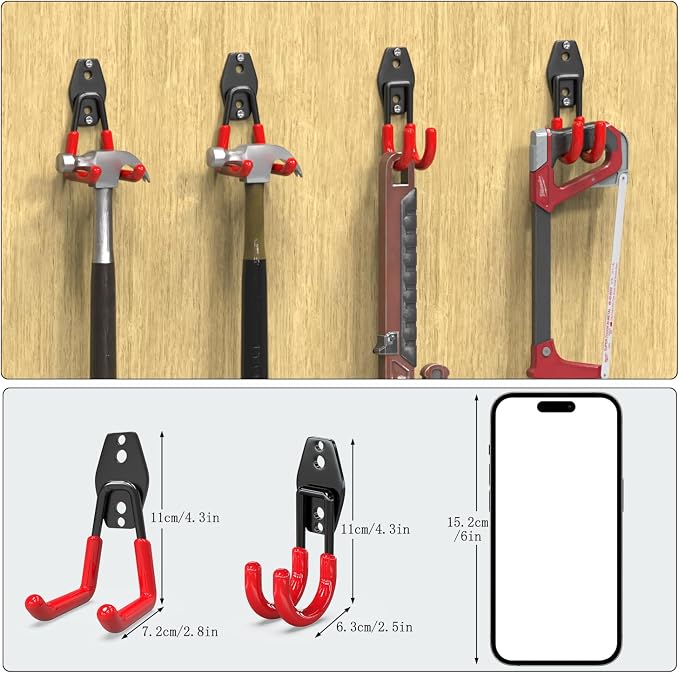 3-H Garage Wall Hooks 10 Pack, Heavy Duty Garage Hooks - Image 2