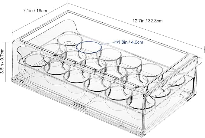 BPA Free Refrigerator Organizer Bins, Stackable Egg Holder, 18 Egg Tray - Image 4